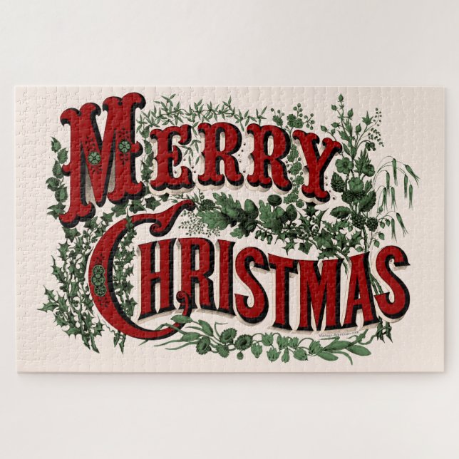 Merry Christmas - Red and Green  Jigsaw Puzzle (Horizontal)