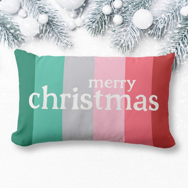 Merry Christmas red and green Lumbar Pillow (merry christmas throw pillow in green and red.)