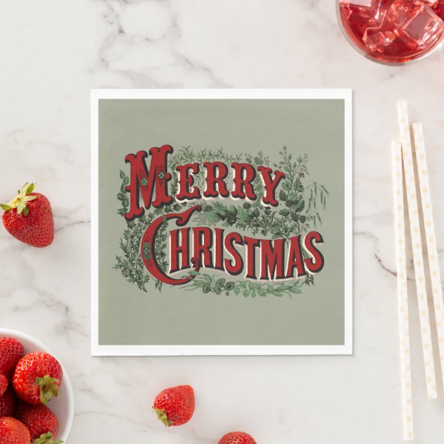 Merry Christmas Red and Green Napkins (Insitu)