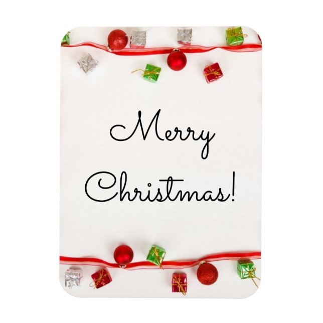 Merry Christmas Red and Green Ornaments Magnet (Vertical)