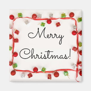 Merry Christmas Red and Green Ornaments Magnet