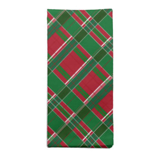 Merry Christmas Red and Green Plaid Cloth Napkin
