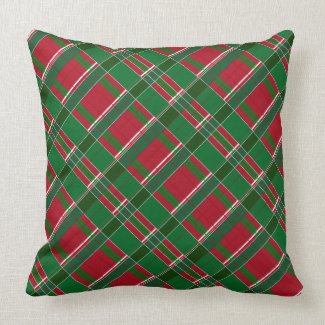 Merry Christmas Red and Green Plaid Pillow 20x20