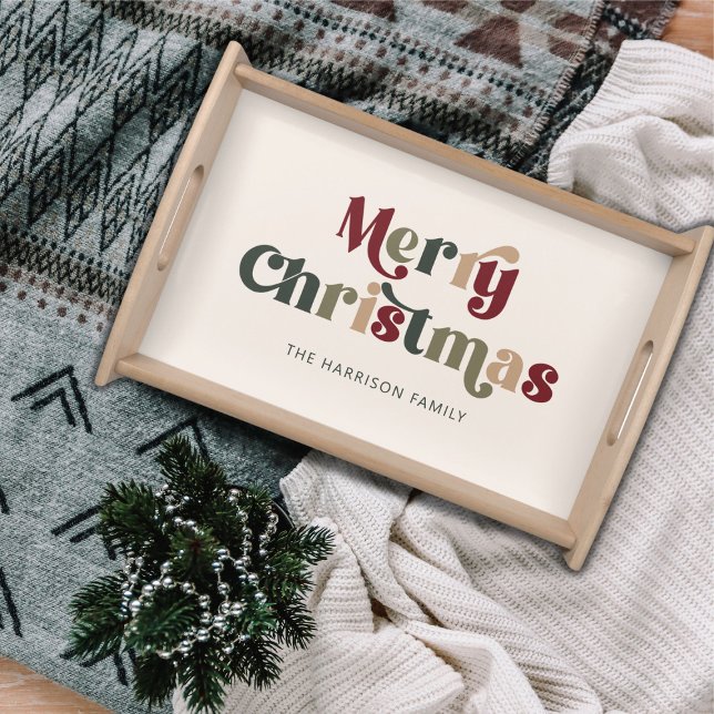 Merry Christmas Red and Green Retro Serving Tray (Creator Uploaded)