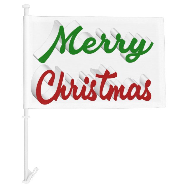 Merry Christmas red and green script Car Flag (Front)