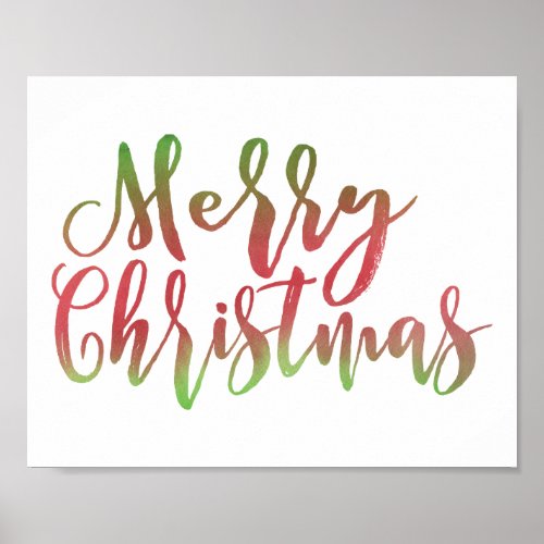 Merry Christmas Red and Green Script Letters Poster