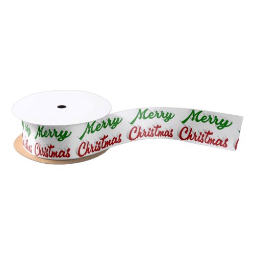 Merry Christmas red and green script Satin Ribbon