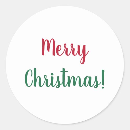 Merry Christmas Red and Green Script Typography Classic Round Sticker