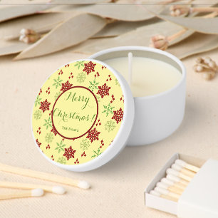 Merry Christmas Red and Green Snowflakes Mini Candle Favors