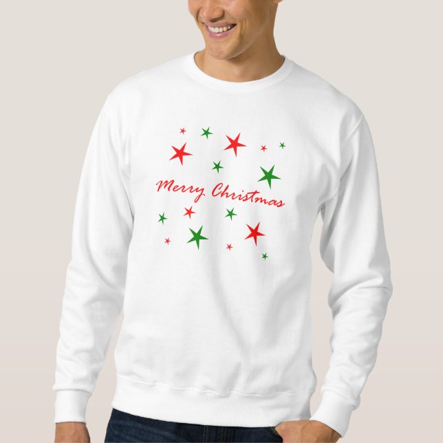 Merry Christmas Red And Green Star Blizzard Sweatshirt (Front)