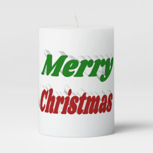 Merry Christmas red and green typography Pillar Candle