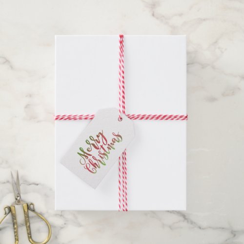 Merry Christmas Red and Green Watercolor Gift Tags
