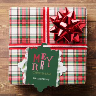 Merry Christmas Red And Green Watercolor Wreath Ornament Card