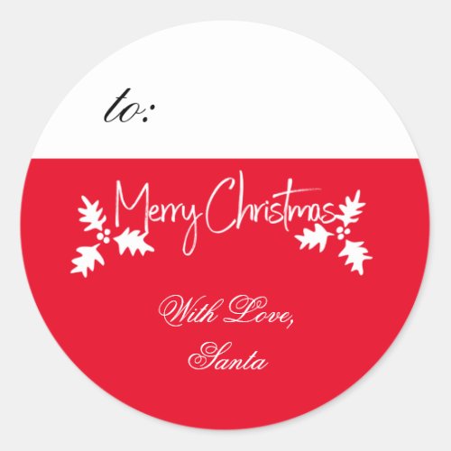 Merry Christmas Red and White Gift Tag