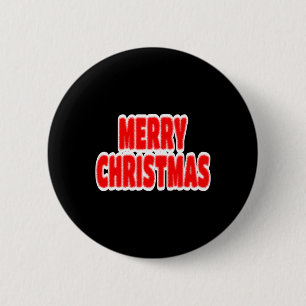 Merry Christmas Red And White Graphic Button