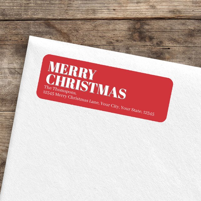 Merry Christmas Red and White Return Address Label (Merry Christmas Red and White Return Address Labels.)