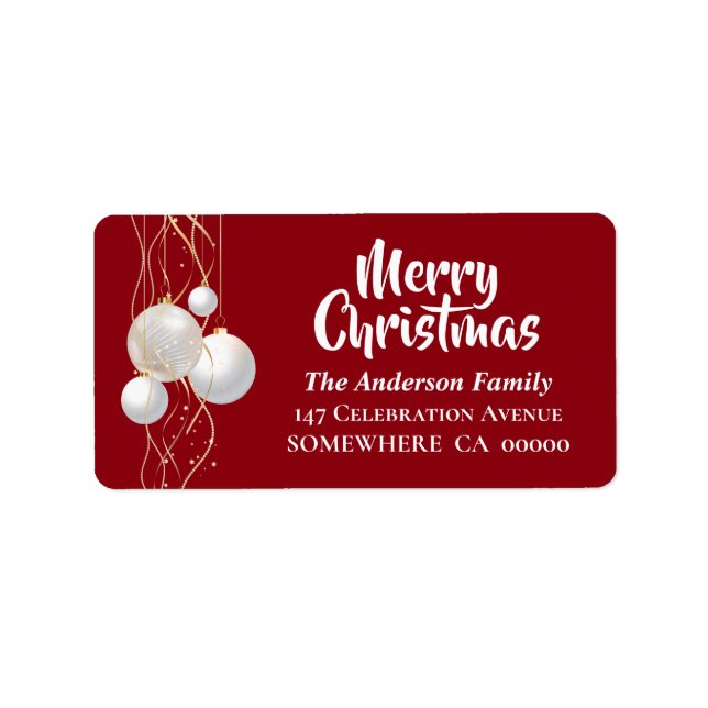 Merry Christmas Red and White Return Address Label (Front)