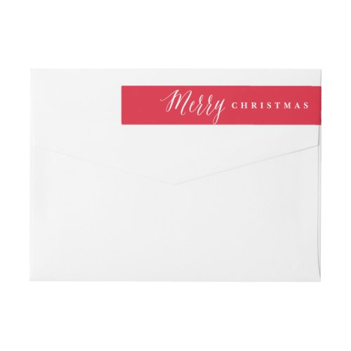 Merry Christmas Red and White Script Simple Wrap Around Label