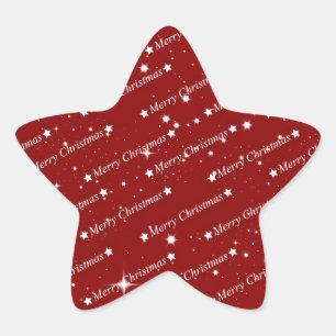 Merry Christmas, red and white, Star Sticker