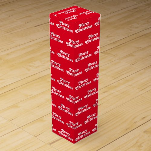 Merry Christmas red and white typography pattern Wine Box