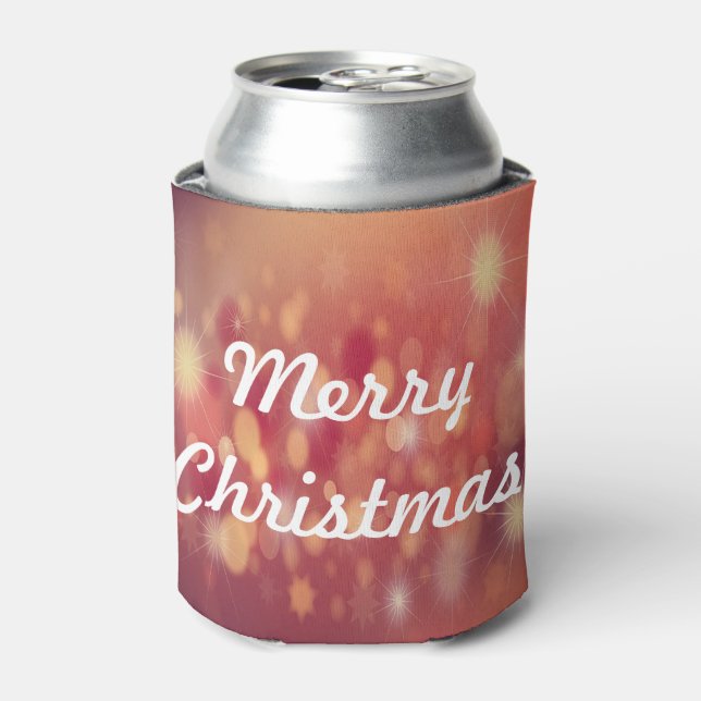 merry christmas red backdrop can cooler (Can Front)