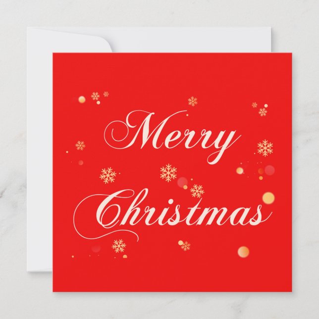 Merry Christmas Red Background Gold Snowflakes Holiday Card (Front)