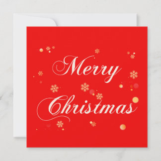 Merry Christmas Red Background Gold Snowflakes Holiday Card