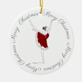 Merry Christmas Red Ballerina Ornament