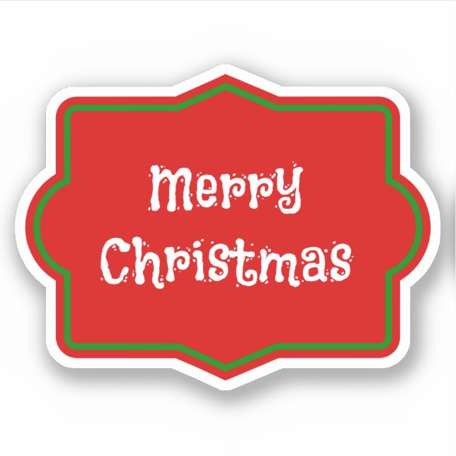 Merry Christmas red banner, white text Sticker (Front)