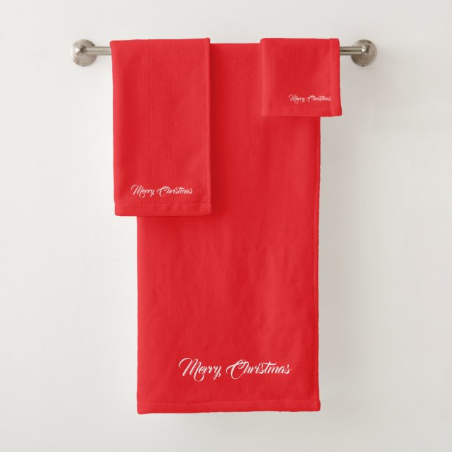Merry Christmas Red  Bath Towel Set (Insitu)