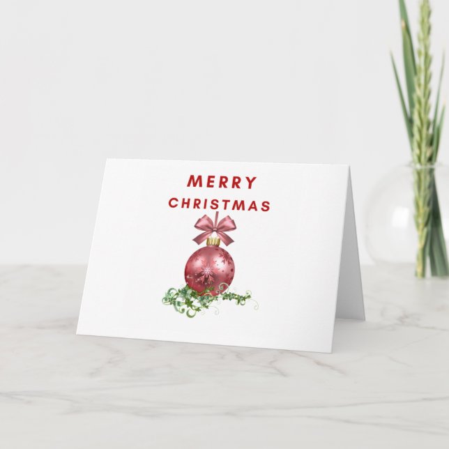 Merry Christmas Red Bauble Card (Front)