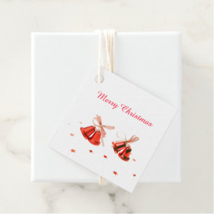 Merry Christmas Red Bells decoration with text Favor Tags