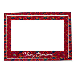 Merry Christmas Red Bells Retro Magnetic Frame