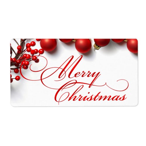 Merry Christmas Red Berries  Ornaments Label