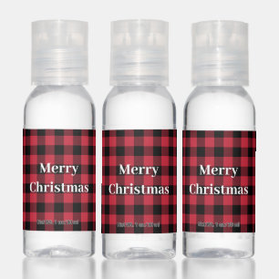 Merry Christmas Red Black Buffalo Check Hand Sanitizer