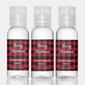 Merry Christmas Red Black Buffalo Check with Name Hand Sanitizer (Set)