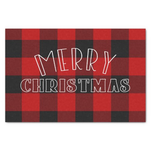 Merry Christmas Red Black Buffalo Plaid Pattern Tissue Paper