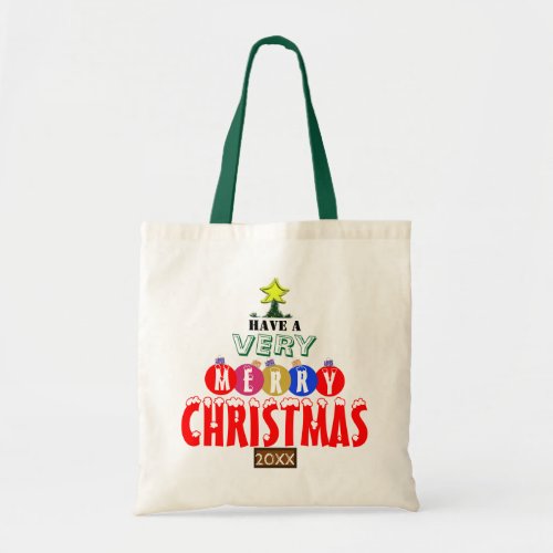 Merry Christmas Red Blue Pink Gold Ornaments  Tote Bag