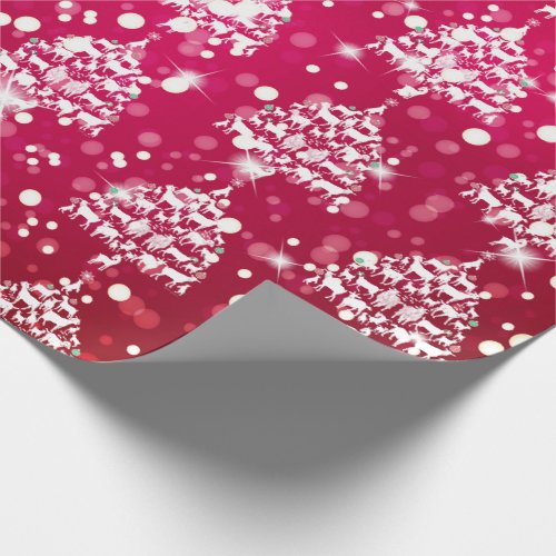 Merry Christmas Red Bokeh Goat Christmas Trees Wrapping Paper