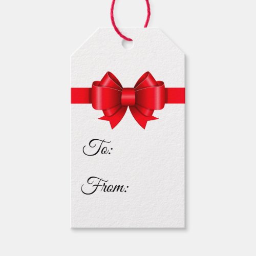 Merry Christmas Red Bow Gift Tags