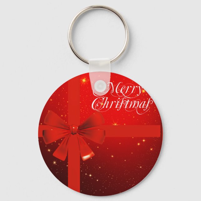 Merry christmas red bow keychain (Front)