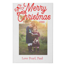 Merry Christmas red bow kids photo modern elegant