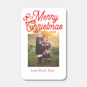 Merry Christmas red bow kids photo modern elegant Matchboxes