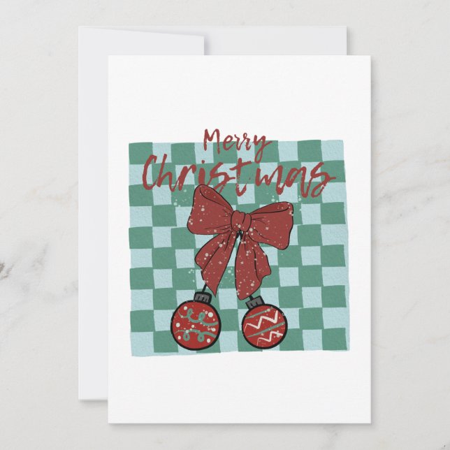 Merry Christmas Red Bow Ornaments Design Invitation (Front)