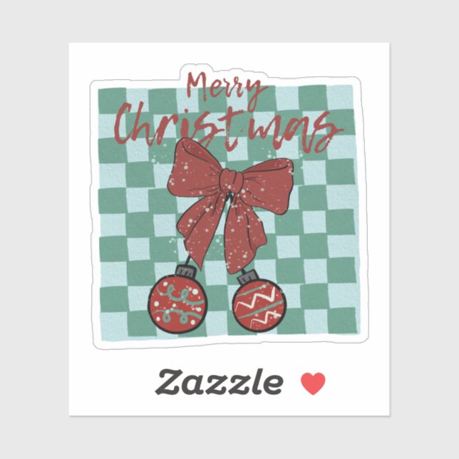 Merry Christmas Red Bow Ornaments Design Sticker (Sheet)