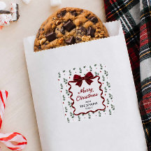 Merry Christmas Red Bow Personalized Favor Sticker