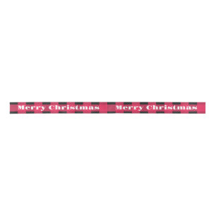 Merry Christmas Red Buffalo Plaid Check Rustic Satin Ribbon