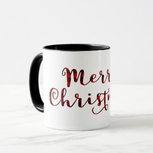 Merry Christmas Red Buffalo Plaid Country Holiday Mug