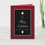 Merry Christmas Red Buffalo Plaid Folded Photo Card