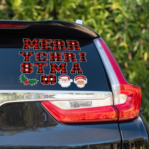 Merry Christmas Red Buffalo Plaid Letters Sticker